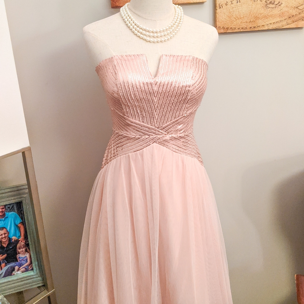 Make OFFER! Pastel Pink Sequined Formal Gown | A-Line Dress - Picture 5 of 11